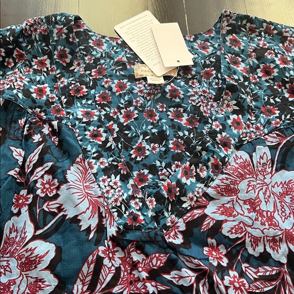 New - Band of the Free Josie Mixed Print Long Sleeve Top Peri Blue - Picture 4 of 6